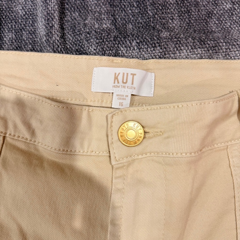 KUT from the Kloth Meg Wide Leg Utility Pants Tan Khaki Size 16 NWT NWOT Spot - Picture 7 of 9